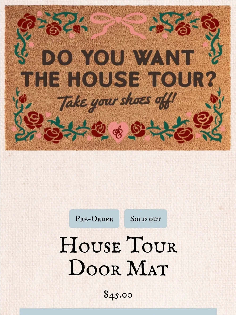 sabrina carpenter house tour doormat